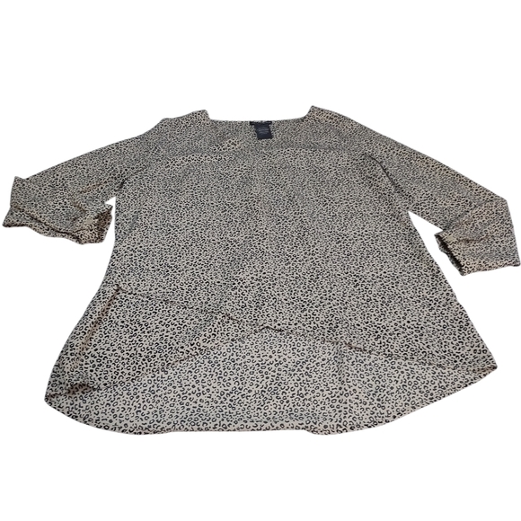 Chelsea & Theodore Blouse Women’s Leopard Print Crossover Hem V-Neck  Size Large - Picture 5 of 9